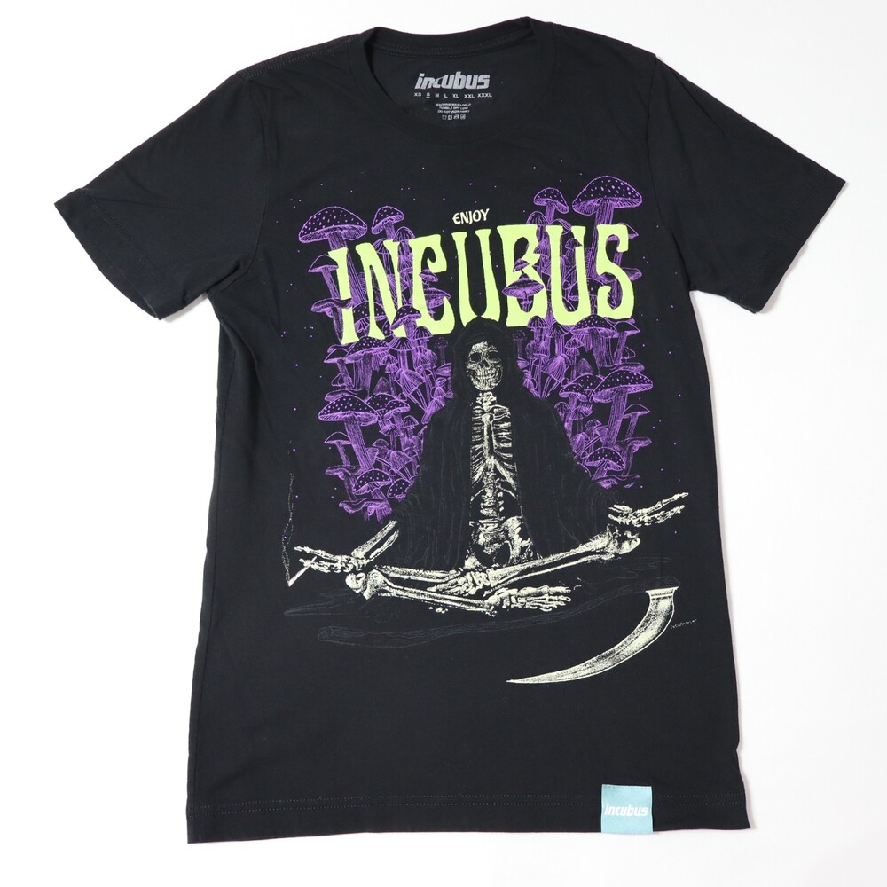 Incubus Enjoy Tour Incubus Mens S Black T-Shirt Skeleton Grim Reaper Halloween